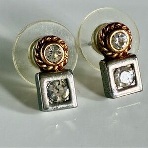 🪙 🌟 Cookie Lee Gold Tone and Silver Tone Crystal Earrings